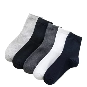 Men’s Large Size Pure Cotton Solid Color Long Crew Socks Casual Woven Long Lasting Soigns