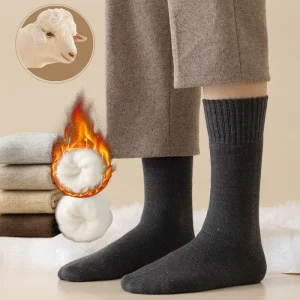 Men’s Merino Standard Warm Wool Socks Black Solid Soft Hand Feel Mid Crew Tube Design Winter Business Custom Logo