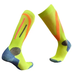 Men’s Merino Wool Athletic Compression Socks Mid-Top Sweat-Wicking Breathable Anti-Odor Knitted with Logo Cuff Body