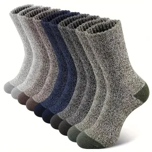 Men’s Merino Wool Crew Socks Super Thick Casual Thermal Hiking Anti Bacterial Anti Slip Features Quick Dry Winter Cold Weather