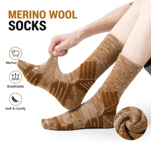Men’s Merino Wool Socks Custom Thickened Terry Loop Thermal Warm Cushion Wool Hiking Socks