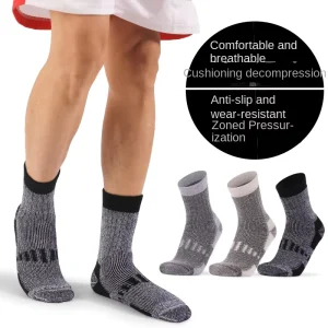 Men’s Merino Wool Sports Leisure Socks Knitted Full Terry Thick Warm Autumn Winter Hiking Crew Solid Color Body Logo