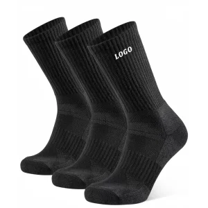 Mens Merino Wool Winter Thermal Crew Socks Knitted ODM Cushioned Anti Blister Moisture Wicking Hiking Sports Custom Socks