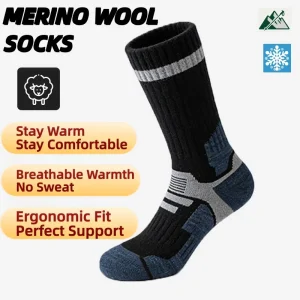 Men’s Merino Wool Winter Thermal Thick Cushioned Crew Warm Socks for Hiking Climbing Mountaineering and Outdoor Sports