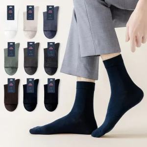 Men’s Mesh Cotton Socks Simple Business Socks Summer Mid Tube Crew Socks for Men