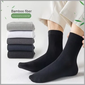 Men’s Mid Calf Breathable Bamboo Fiber Sweat Absorbent Cotton Socks Casual Business Formal Daily Use Spring Summer