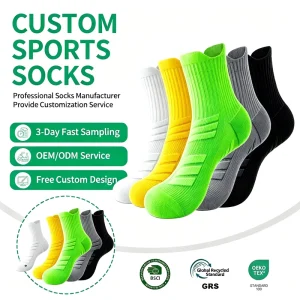 Men’s Mid Calf Sports Socks Thickened Bottom Crew High Knitted Technique for Autumn Badminton Marathon Running Basketball Body