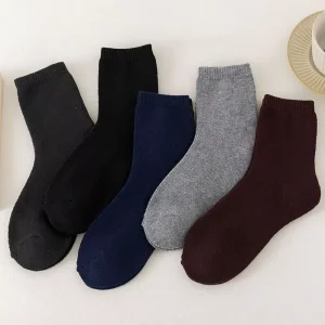 Men’s New Design Casual Boneless Terry Socks Breathable Mesh Material Thick and Warm Comfortable