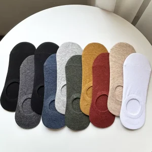 Men’s No Show Socks Summer Anti Slip Silicone Invisible Multi Functional Casual Pure Color Cotton Spandex Breathable Bottom