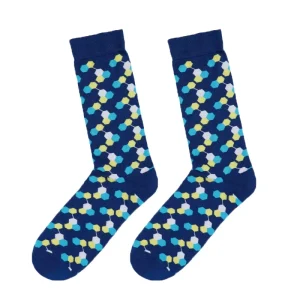 Men’s Novelty Dress Socks Mid Calf Seamless Toe with Geometric Patterns Fun Casual Office Socks