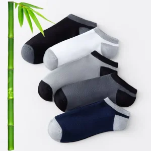 Men’s Organic Bamboo Casual Ankle Socks Cool Dry Sweat Absorb Business Custom Logo Colorful Charcoal for Spring
