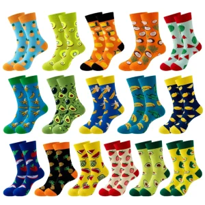 Mens Personalized Dress Socks Crew Funny Crazied Colorful Dress Socks Unisex With Logo Cotton