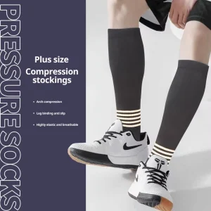 Men’s Plus Size Youth Bamboo Fiber Crew Compression Socks High Elasticity Antibacterial Breathable Suitable for Running and s