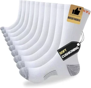 Men’s Polyester Athletic Crew Socks 6 Pack Breathable Moisture Wicking Sport Socks for Running Basketball