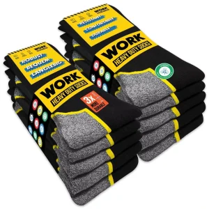 Men’s Polyester Cotton Sports Crew Length Work Socks Durable Moisture Wicking Breathable Black Socks