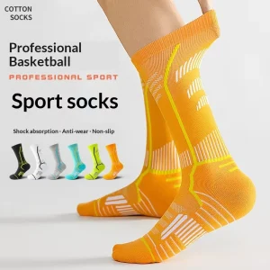 Men’s Professional Sports Socks Knitted Breathable Sweat-absorbing Autumn Winter Mid-calf Running Basketball Cycling Football