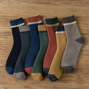 Men’s Pure Cotton Classic Crew1 Sports Thermal Socks Winter’s Thickened Casual Socks That Match Everything with Hair Ring