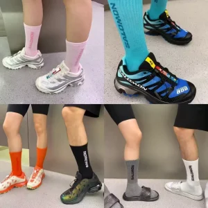 Mens Quick Dry Knitted MidCalf Socks Cotton Spandex Printed Pattern