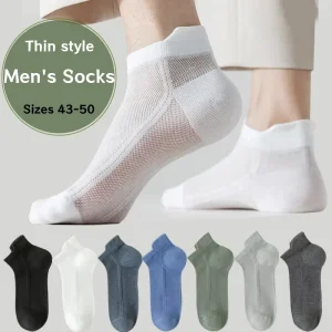 Men’s Sizes 43 50 Ultra thin Short Tube Sports Cotton Socks Summer Large Mesh Breathable Socks