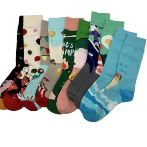 Men’s Socks Fashion Custom Colorful BBQ Lantern Rainbow Flower Basketball Cute Unisex Crew Socks