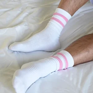 Men’s Socks One Size Cushioned Terry Sole Ribbed Double Stripes 80% Combed Cotton Sports Socks