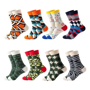 Men’s Socks Trendy Street Socks Cotton Happy Colorful Cartoon Socks