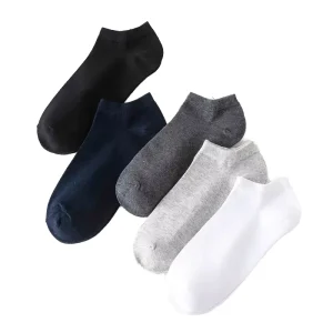 Men’s Solid Color Breathable Knitted Cuff Spring Short Ankle Sports Socks 100% Cotton
