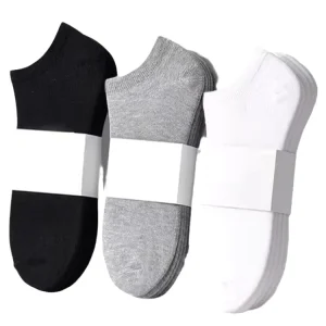 Men’s Solid Color Cotton Absorbent Low-Top Invisible Liner Socks
