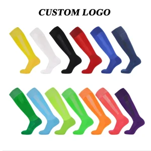Men’s Solid Color Football Socks Anti Slip High Tube Socks with Terry Bottom for Autumn Winter Training & Team Wear
