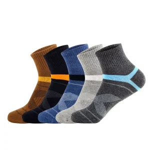 Men’s Sport Low-Cut Cotton Socks with Solid Color V-Design 100% Cotton