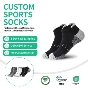 Men’s Sports Crew Socks Knitted Cotton Spandex Thick Sweat-Absorbent Deodorant Antibacterial Spring Autumn Logo