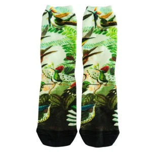 Men’s Sports Socks Bamboo Fiber Antibacterial and Odor resistant Knitted 3D Digital Printed Hummingbird Kingdom Pattern Socks