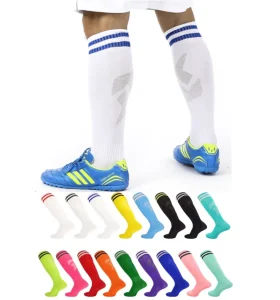 Men’s Sports Socks Green Football Socks Custom Long Socks for Football Soccer Basketball Stripes