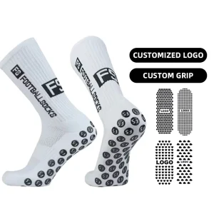 Men’s Sports Socks Nylon Non Slip Football Training Crew Knitted Custom Logo Football Anti slip Socks