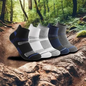 Men’s Sporty Striped Ankle Socks Fashionable Black and White Custom Cotton and Spandex for Athletic Basketball Golf