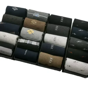 Men’s Spring Anti Slip Business Casual Comfortable Sports Printed Cotton Blend Bottom Logo Socks