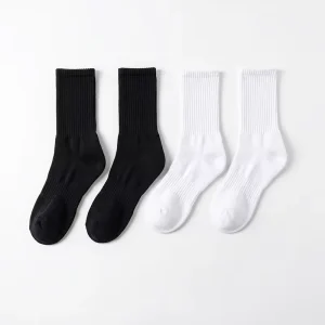Men’s Spring Crew Casual Fleece Lined Terry Cotton Solid Color Breathable Warm Snagging Resistance Towel Bottom Floor Socks