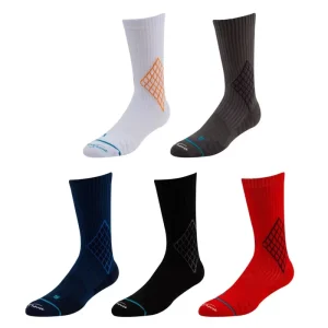 Men’s Spring Rhombus Pattern Functional Crew Socks Cotton Breathable Moisture Wicking Cuff Detail for Sports & Casual Use