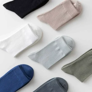Men’s Spring Summer Business Breathable High-Top Non-Stinky Foot Socks Solid Color Combed Cotton Boneless Stockings Men’s Socks
