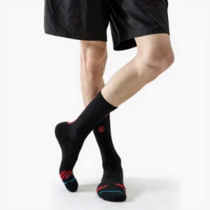 Men’s Spring Summer Casual Sports Crew Socks Jacquard Digital High Knitted Technique Anti-Bacterial Running Rope