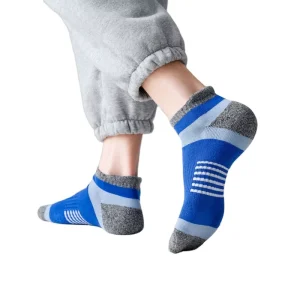 Men’s Summer Athletic Cushioned No Show Socks Breathable Anti Slip Reinforced Low Cut With Cuff Detail For Running