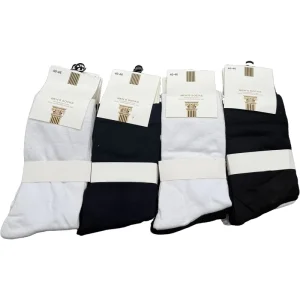Men’s Summer Breathable Bamboo Fiber Crew Socks Snagging Resistance Business Casual Style White Black Colors