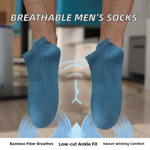 Men’s Summer Breathable Bamboo Fiber Sweat Absorbent and Anti Slip Casual Cut Ankle Socks
