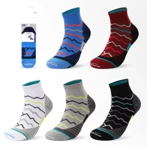 Men’s Summer Breathable Mesh Sports Crew Socks High Bottom Embroidered Towel Technique Digital Cartoon Comfortable for Running