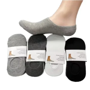 Men’s Summer Breathable Thin Casual Invisible Solid Color Non-Slip Socks Sweat-Absorbent