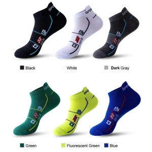 Men’s Summer Sports Socks Mesh Breathable Running Ankle Socks with Logo on Cuff Low Top Knitted Socks