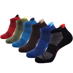 Men’s Summer Striped Sports Socks Sweat-Absorbent Thin Shallow Mouth Knitted Logo Running Socks