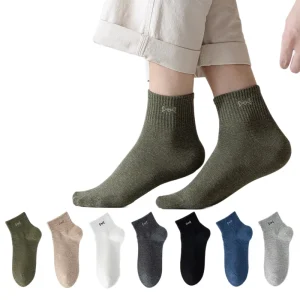 Men’s Summer Thin Breathable Antibacterial Odor Resistant Sweat Absorbing Casual Sports Daily Ankle Socks Pure Cotton