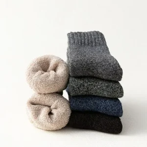 Men’s Terry Thickened Warm Socks Winter Thermal Casual Ankle Socks Vintage Breathable Mid Calf Socks