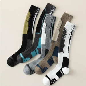Men’s Thermal Ski Socks Durable Moisture Wicking Outdoor Winter Sports Socks Skiing Snowboarding Hiking Comfortable Long Socks